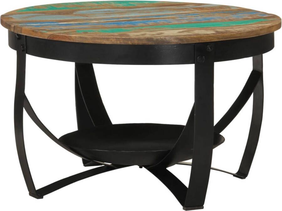 VidaXL Salontafel Ã˜ 68x43 cm massief hout hergebruikt en ijzer - Foto 2