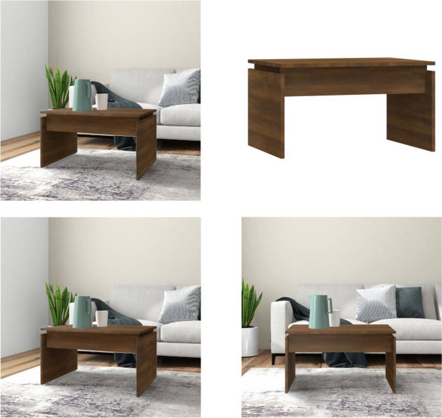 VidaXL Salontafel 68x50x38 cm bewerkt hout bruineikenkleurig Salontafel Salontafels Tafel Bijzettafel