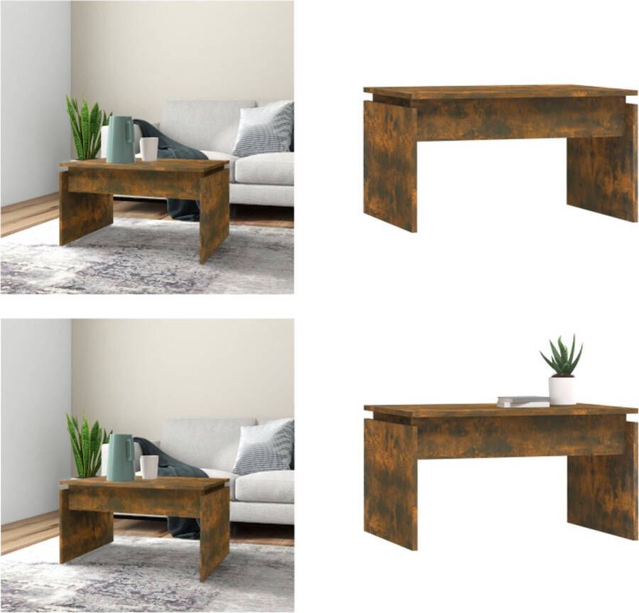 VidaXL Salontafel 68x50x38 cm bewerkt hout gerookt eikenkleurig Salontafel Salontafels Tafel Bijzettafel