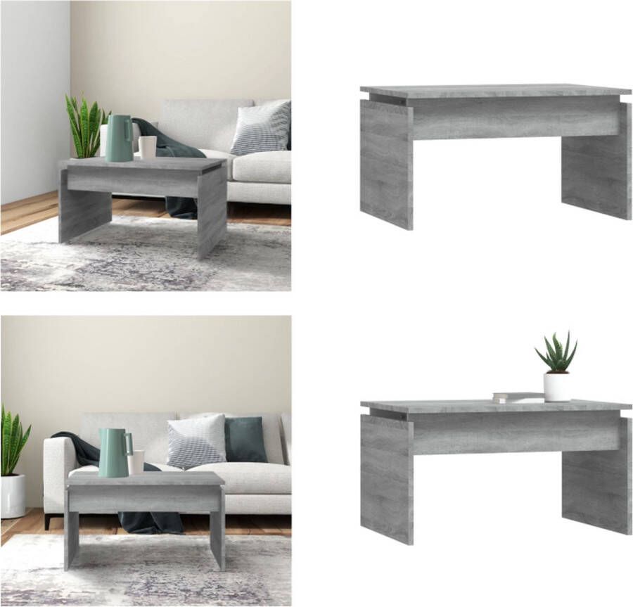 VidaXL Salontafel 68x50x38 cm bewerkt hout grijs sonoma eiken Salontafel Salontafels Tafel Bijzettafel