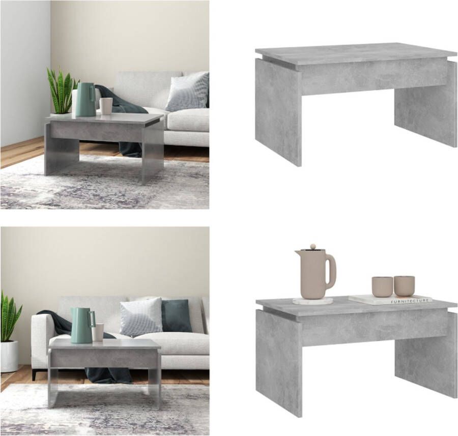 VidaXL Salontafel 68x50x38 cm bewerkt hout betongrijs Salontafel Salontafels Koffie Tafel Koffie Tafels