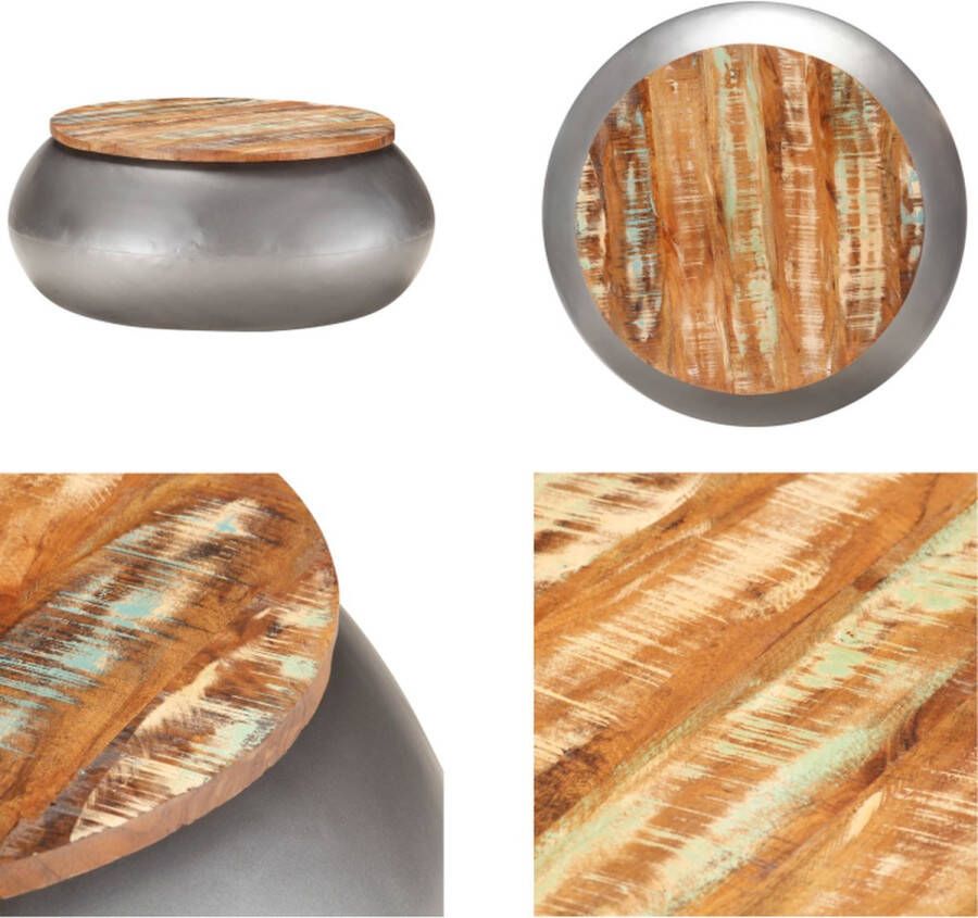 VidaXL Salontafel 68x68x30 cm massief gerecycled hout grijs Salontafel Salontafels Tafel Tafels