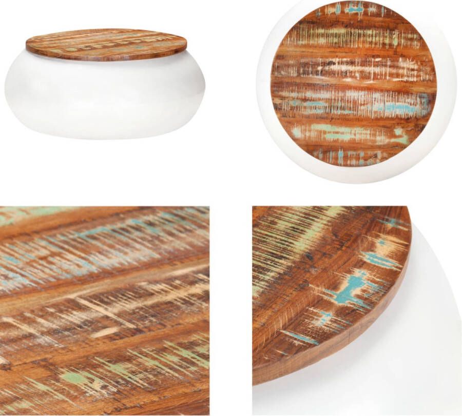 VidaXL Salontafel 68x68x30 cm massief gerecycled hout wit Salontafel Salontafels Tafel Tafels
