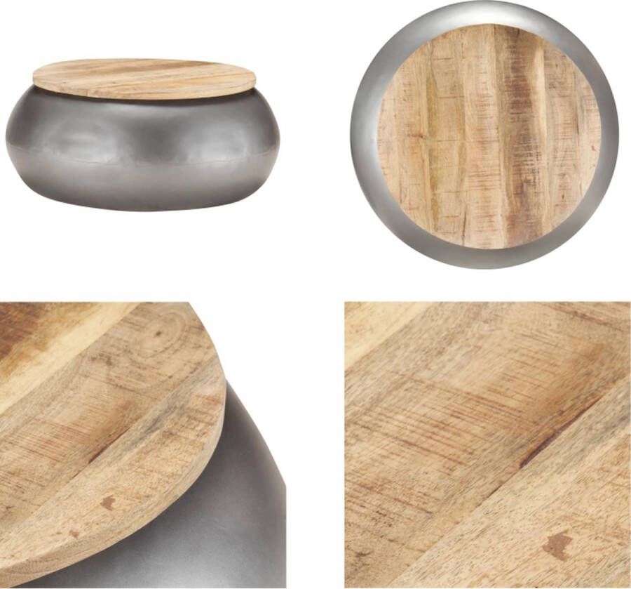 VidaXL Salontafel 68x68x30 cm massief mangohout grijs Salontafel Salontafels Tafel Tafels