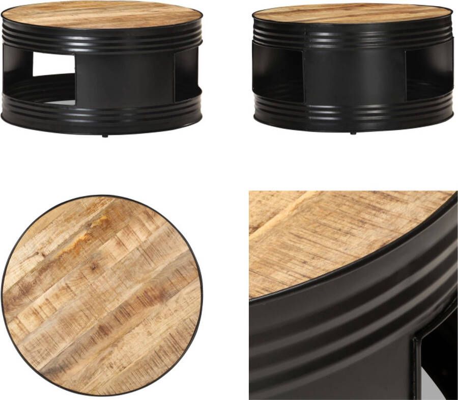VidaXL Salontafel 68x68x36 cm massief ruw mangohout zwart Salontafel Salontafels Koffie Tafel Koffie Tafels