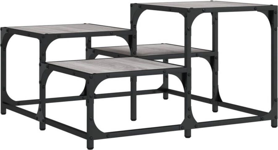VidaXL Salontafel 68x68x40 cm Grijs Sonoma Eiken Salontafel Industrieel Houten Salontafel Grijze Salontafel Metalen Salontafel Salontafels