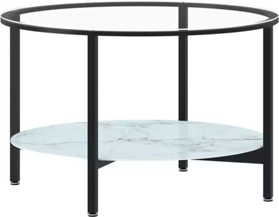 VidaXL -Salontafel-70-cm-gehard-glas-zwart-en-witmarmer - Foto 2