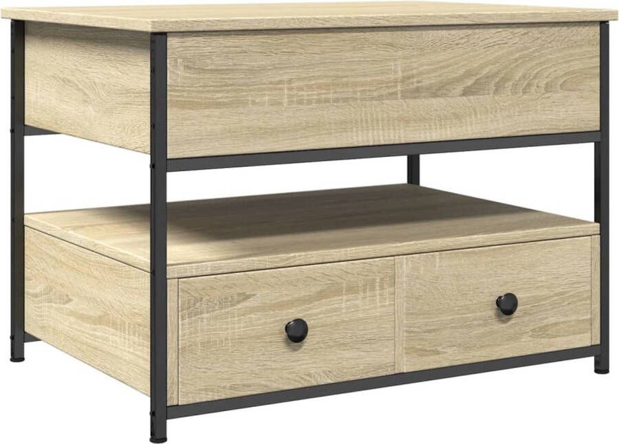 VidaXL -Salontafel-70x50x50-cm-bewerkt-hout-en-metaal-sonoma-eikenkleur - Foto 4