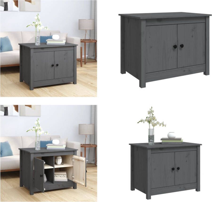 VidaXL Salontafel 71x49x55 cm massief grenenhout grijs Salontafel Salontafels Tafel Bijzettafel