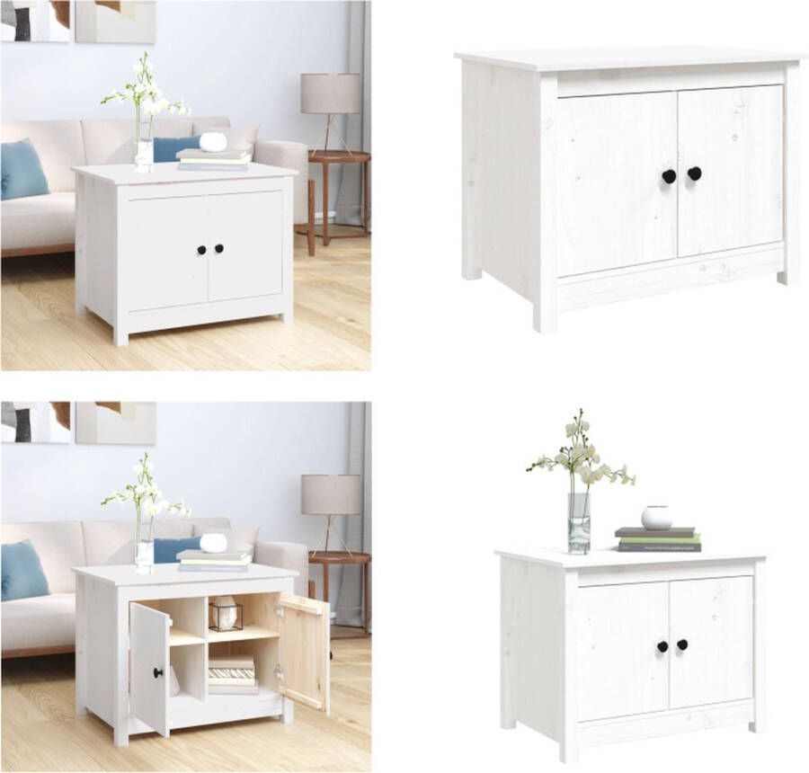VidaXL -Salontafel-71x49x55-cm-massief-grenenhout-wit - Foto 3