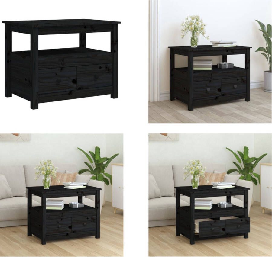 VidaXL Salontafel 71x49x55 cm massief grenenhout zwart Salontafel Salontafels Tafel Bijzettafel
