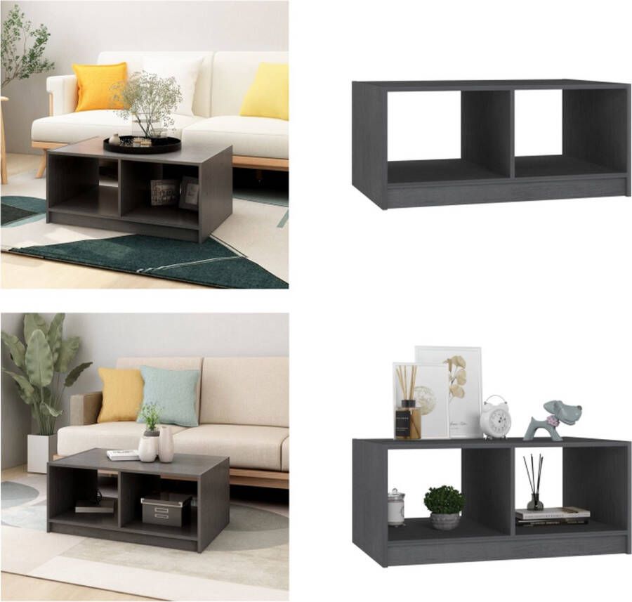 VidaXL Salontafel 75x50x33 5 cm massief grenenhout grijs Salontafel Salontafels Tafel Tafels
