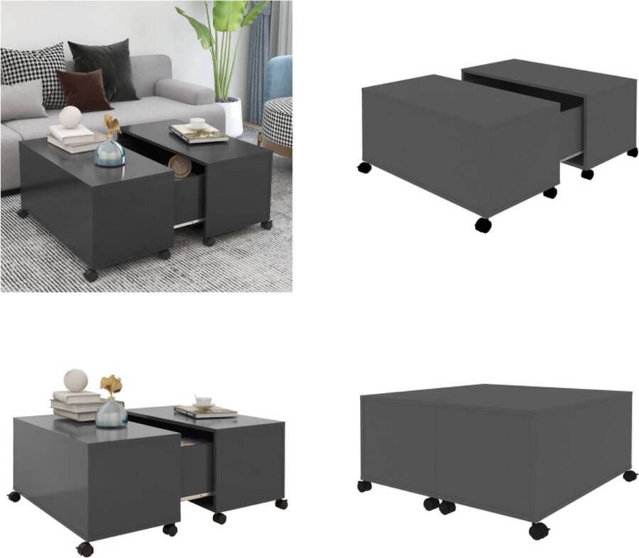 VidaXL Salontafel 75x75x38 cm bewerkt hout grijs Salontafel Salontafels Koffietafel Koffietafels