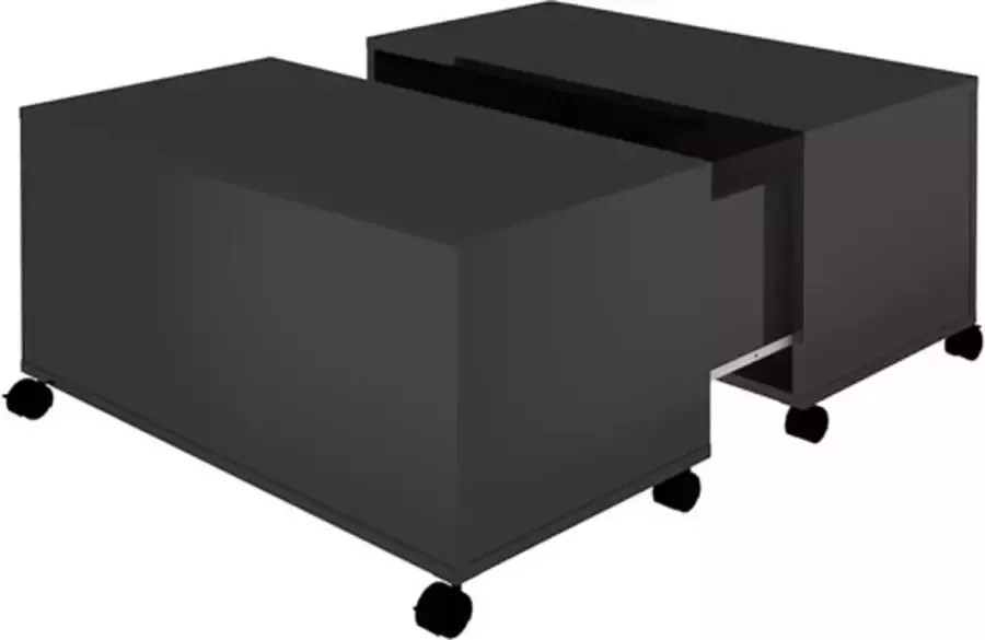 VIDAXL Salontafel 75x75x38 cm bewerkt hout hoogglans zwart - Foto 3
