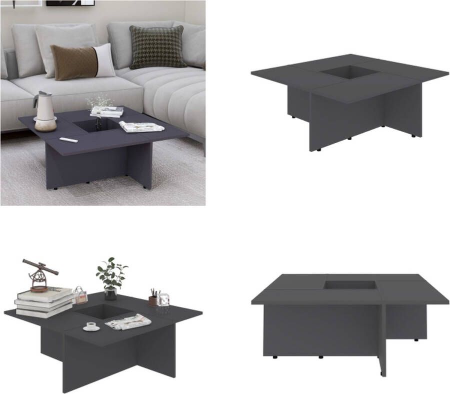 VidaXL Salontafel 79-5x79-5x30 cm spaanplaat grijs Salontafel Salontafels Koffietafel Koffietafels