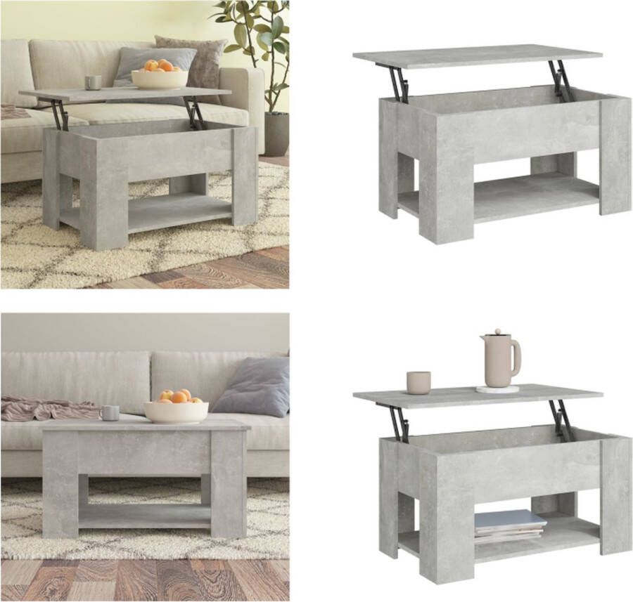 VidaXL Salontafel 79x49x41 cm bewerkt hout betongrijs Salontafel Salontafels Tafel Bijzettafel