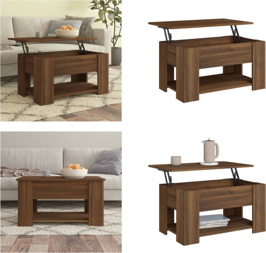 VidaXL Salontafel 79x49x41 cm bewerkt hout bruineikenkleurig Salontafel Salontafels Tafel Bijzettafel - Foto 2