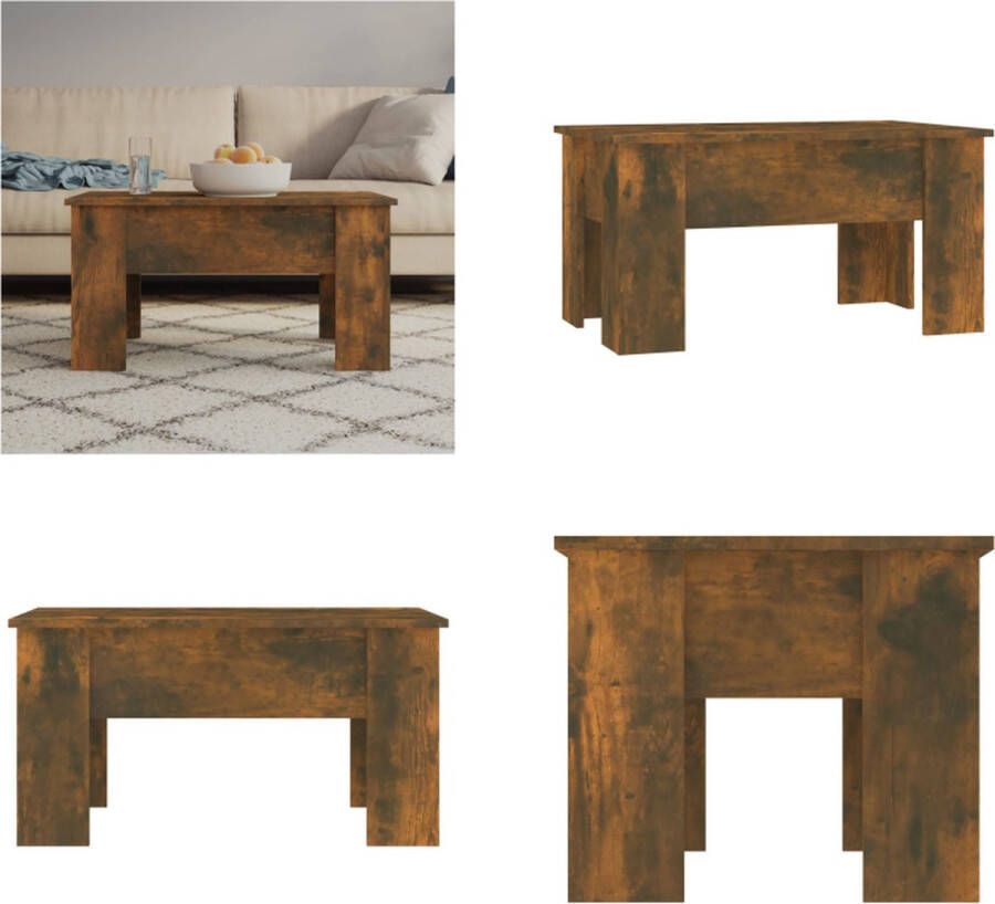 VidaXL Salontafel 79x49x41 cm bewerkt hout gerookt eikenkleurig Salontafel Salontafels Tafel Bijzettafel - Foto 2