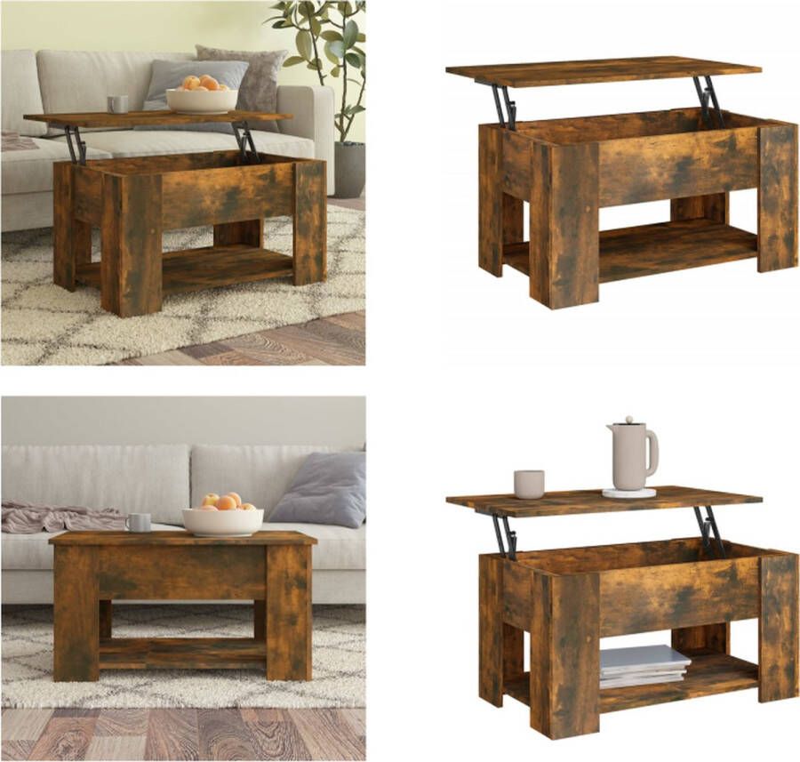 VidaXL Salontafel 79x49x41 cm bewerkt hout gerookt eikenkleurig Salontafel Salontafels Tafel Bijzettafel