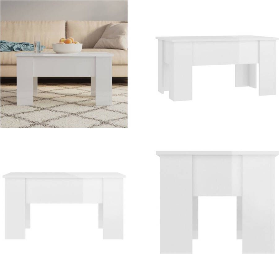 VidaXL Salontafel 79x49x41 cm bewerkt hout hoogglans wit Salontafel Salontafels Tafel Bijzettafel