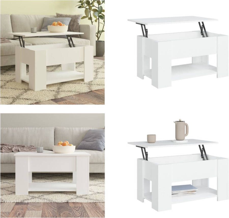 VidaXL Salontafel 79x49x41 cm bewerkt hout wit Salontafel Salontafels Tafel Bijzettafel