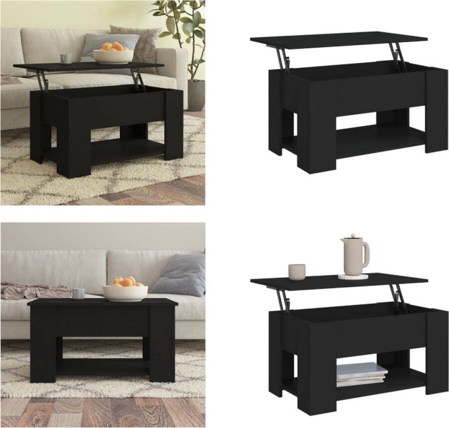 VidaXL Salontafel 79x49x41 cm bewerkt hout zwart Salontafel Salontafels Tafel Bijzettafel - Foto 2