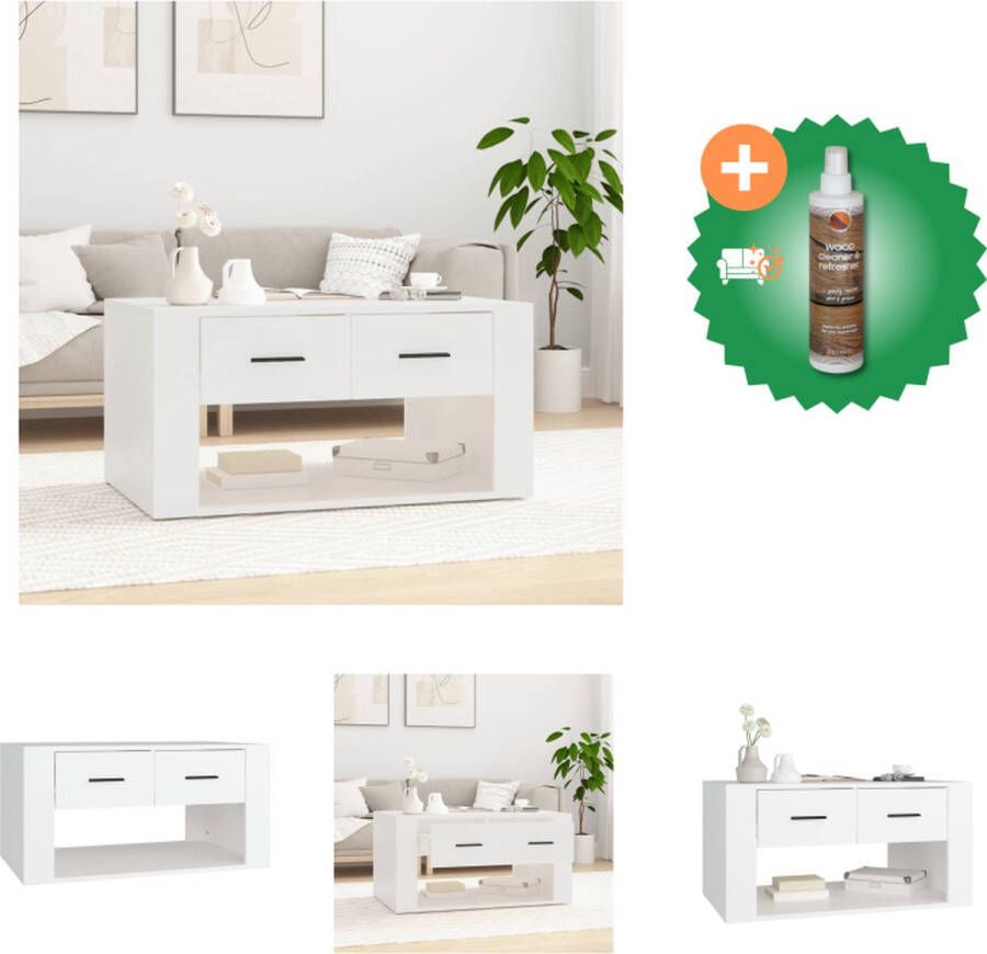 VidaXL Salontafel 80 x 50 x 40 cm Wit Bewerkt hout Tafel Inclusief Houtreiniger en verfrisser