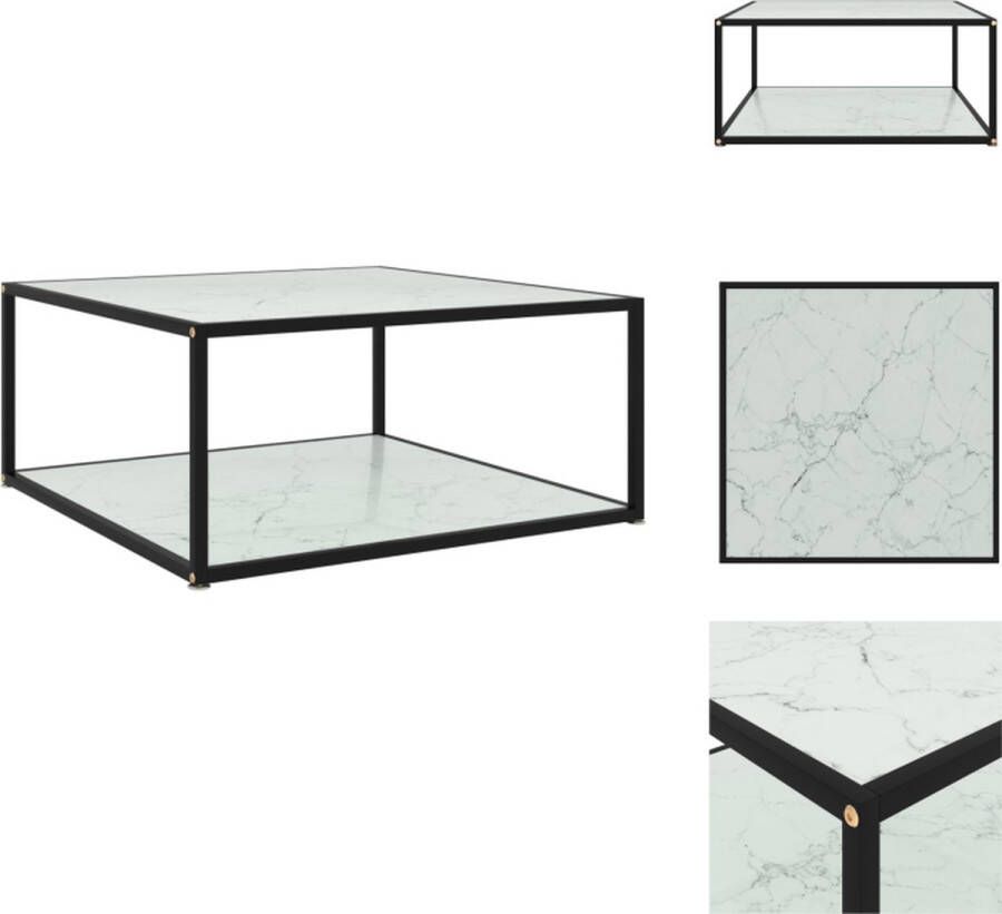 VidaXL Banktafel Banktafels Bijzettafel Bijzettafels Salontafel 80x80x35 cm gehard glas wit