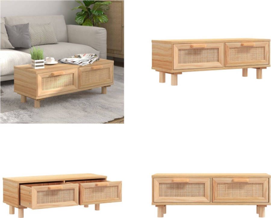 VidaXL Salontafel 80x40x30 cm bewerkt hout en grenenhout bruin Salontafel Salontafels Bijzettafel Banktafel - Foto 2