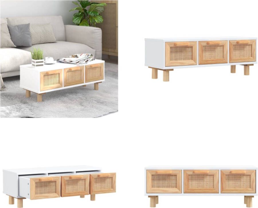 VidaXL Salontafel 80x40x30 cm bewerkt hout en grenenhout wit Salontafel Salontafels Bijzettafel Banktafel