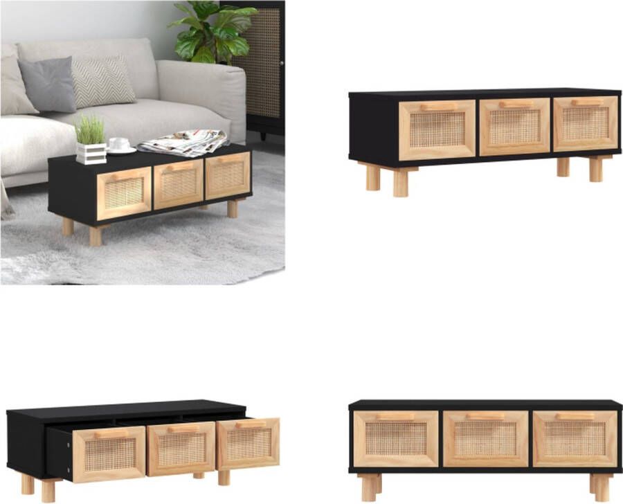 VidaXL Salontafel 80x40x30 cm bewerkt hout en grenenhout zwart Salontafel Salontafels Bijzettafel Banktafel