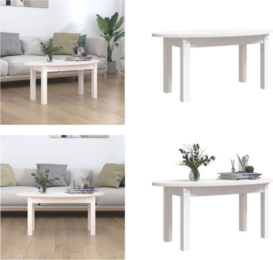 VidaXL Salontafel 80x40x35 cm massief grenenhout wit Salontafel Salontafels Tafel Bijzettafel