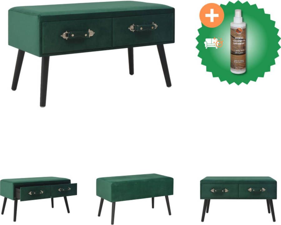 VidaXL Salontafel 80x40x46 cm fluweel groen Tafel Inclusief Houtreiniger en verfrisser