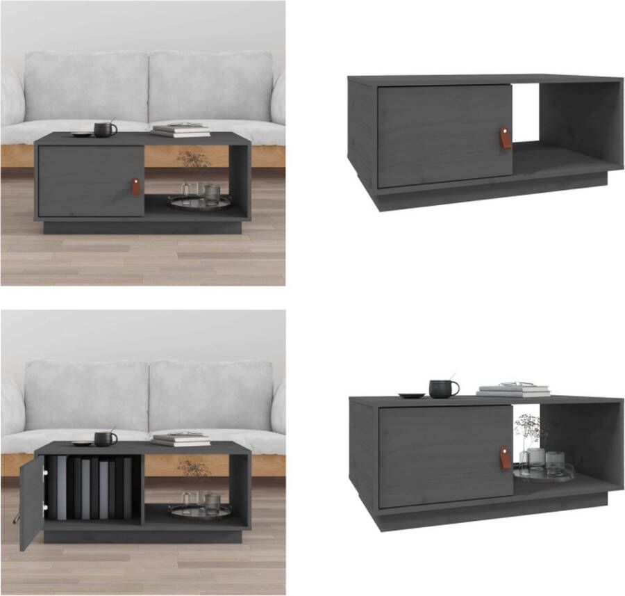 VidaXL Salontafel 80x50x35 5 cm massief grenenhout grijs Salontafel Salontafels Tafel Bijzettafel