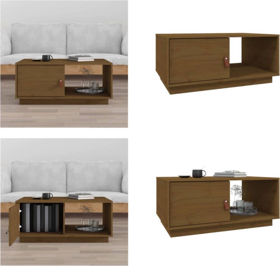 VidaXL Salontafel 80x50x35-5 cm massief grenenhout honingbruin Salontafel Salontafels Tafel Bijzettafel