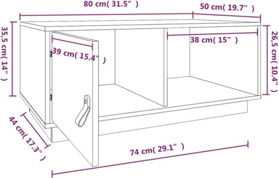 VidaXL -Salontafel-80x50x35 5-cm-massief-grenenhout-wit - Foto 3