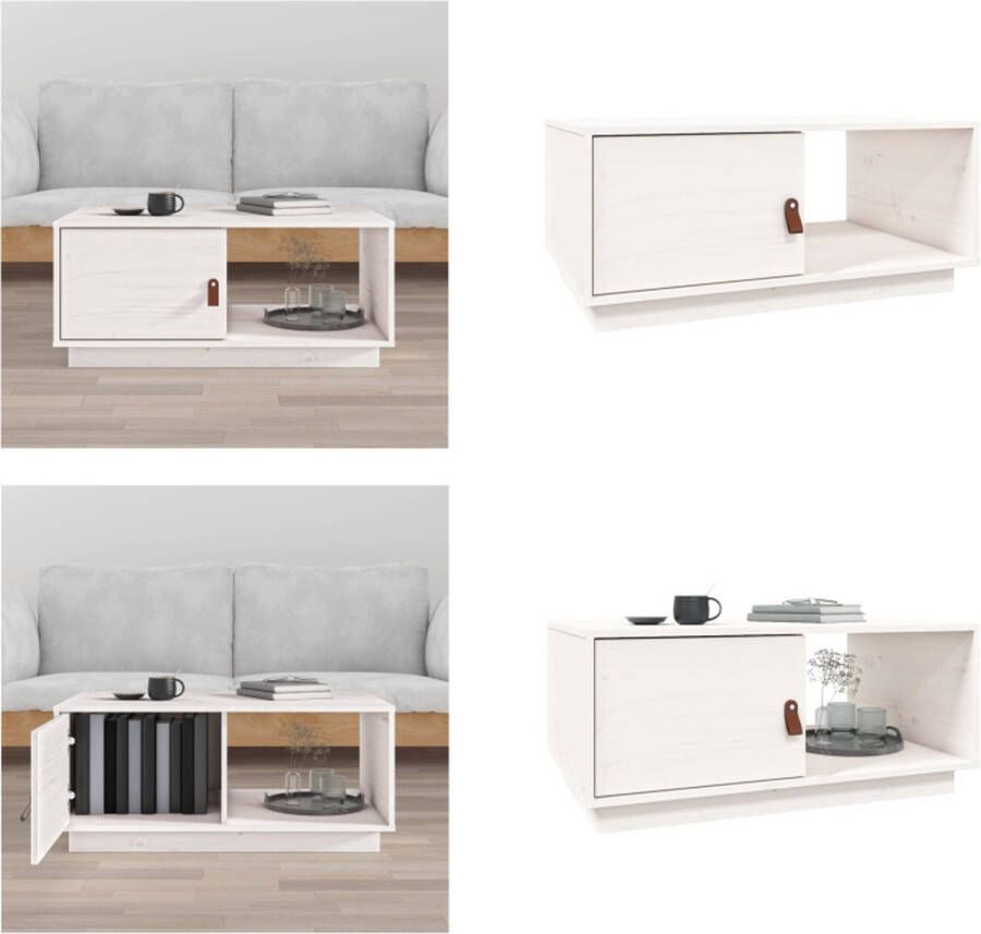 VidaXL Salontafel 80x50x35-5 cm massief grenenhout wit Salontafel Salontafels Tafel Bijzettafel