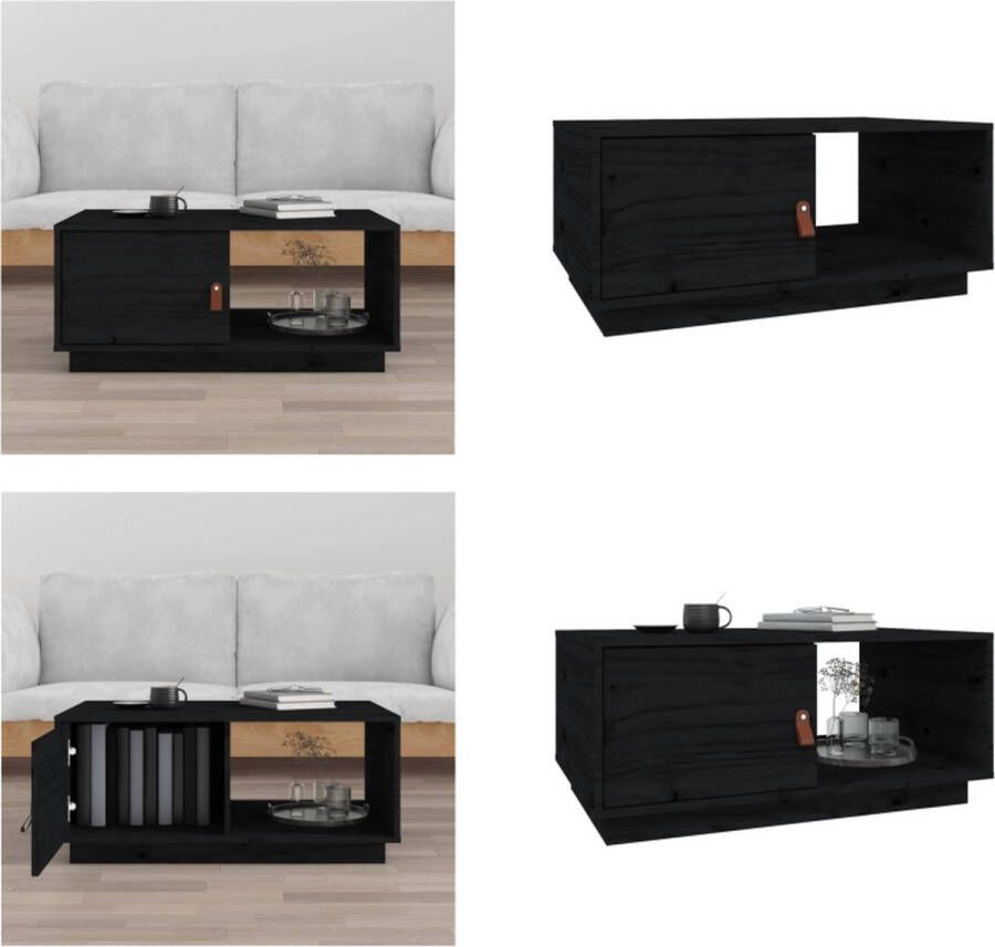 VidaXL Salontafel 80x50x35-5 cm massief grenenhout zwart Salontafel Salontafels Tafel Bijzettafel