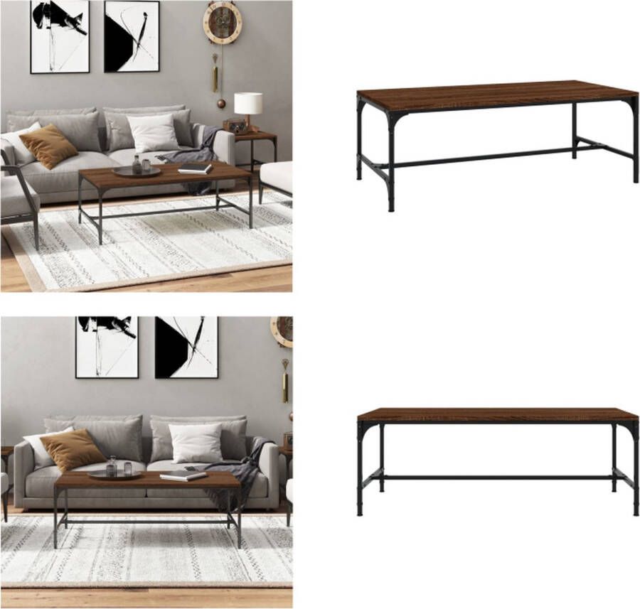 VidaXL Salontafel 80x50x35 cm bewerkt hout bruineikenkleurig Salontafel Salontafels Tafel Bijzettafel