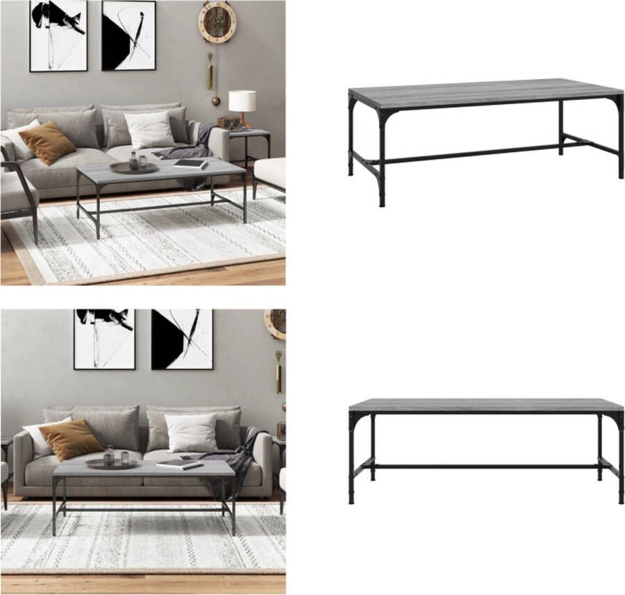 VidaXL Salontafel 80x50x35 cm bewerkt hout grijs sonoma Salontafel Salontafels Tafel Bijzettafel