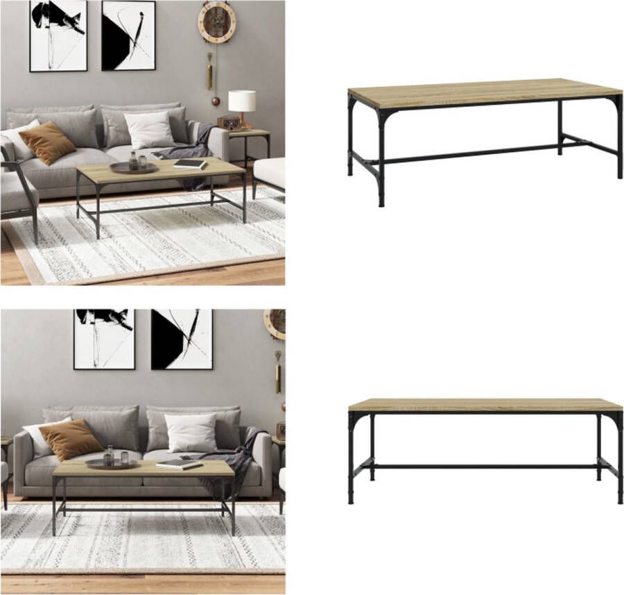 VidaXL Salontafel 80x50x35 cm bewerkt hout sonoma eikenkleurig Salontafel Salontafels Tafel Bijzettafel