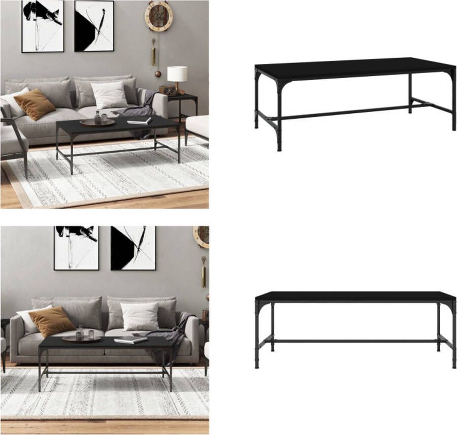 VidaXL Salontafel 80x50x35 cm bewerkt hout zwart Salontafel Salontafels Tafel Bijzettafel