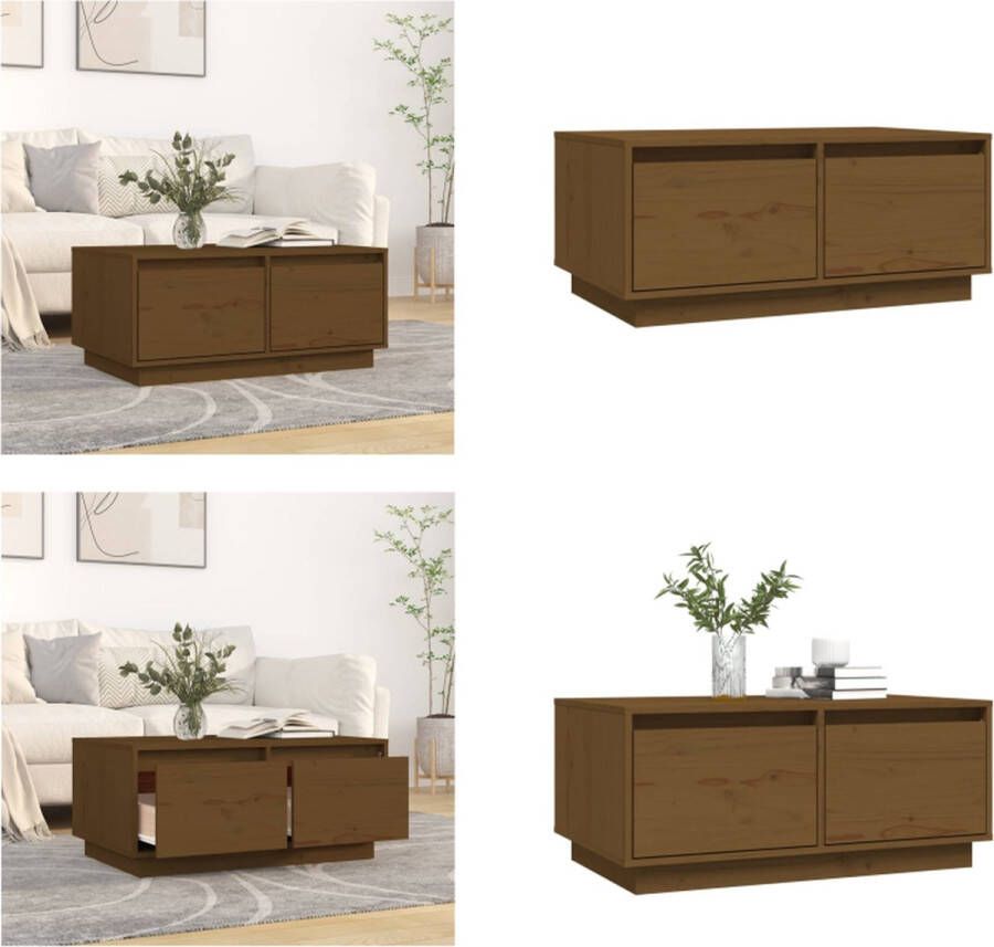 VidaXL Salontafel 80x50x35 cm massief grenenhout honingbruin Salontafel Salontafels Tafel Bijzettafel - Foto 2