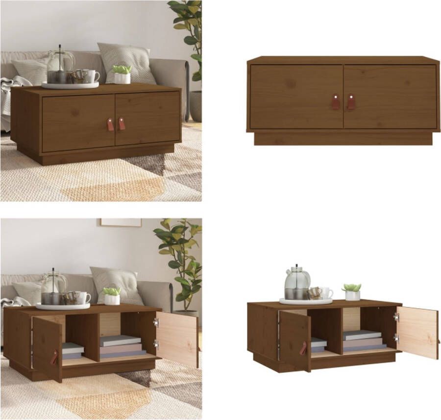 VidaXL Salontafel 80x50x35 cm massief grenenhout honingbruin Salontafel Salontafels Tafel Bijzettafel