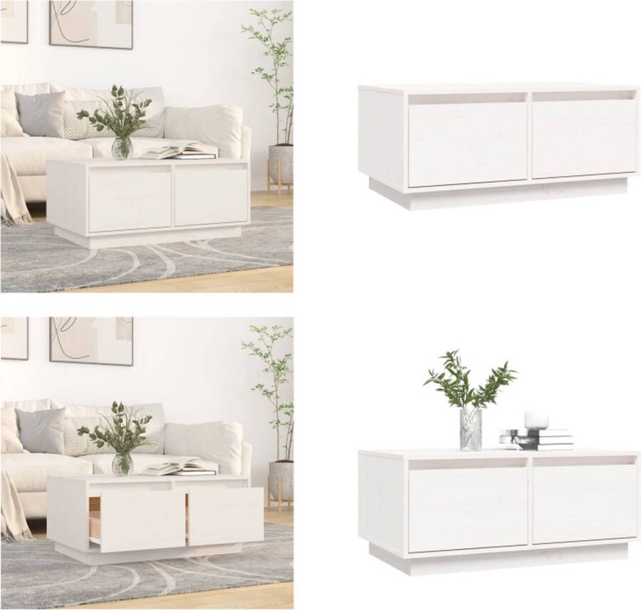 VidaXL Salontafel 80x50x35 cm massief grenenhout wit Salontafel Salontafels Tafel Bijzettafel