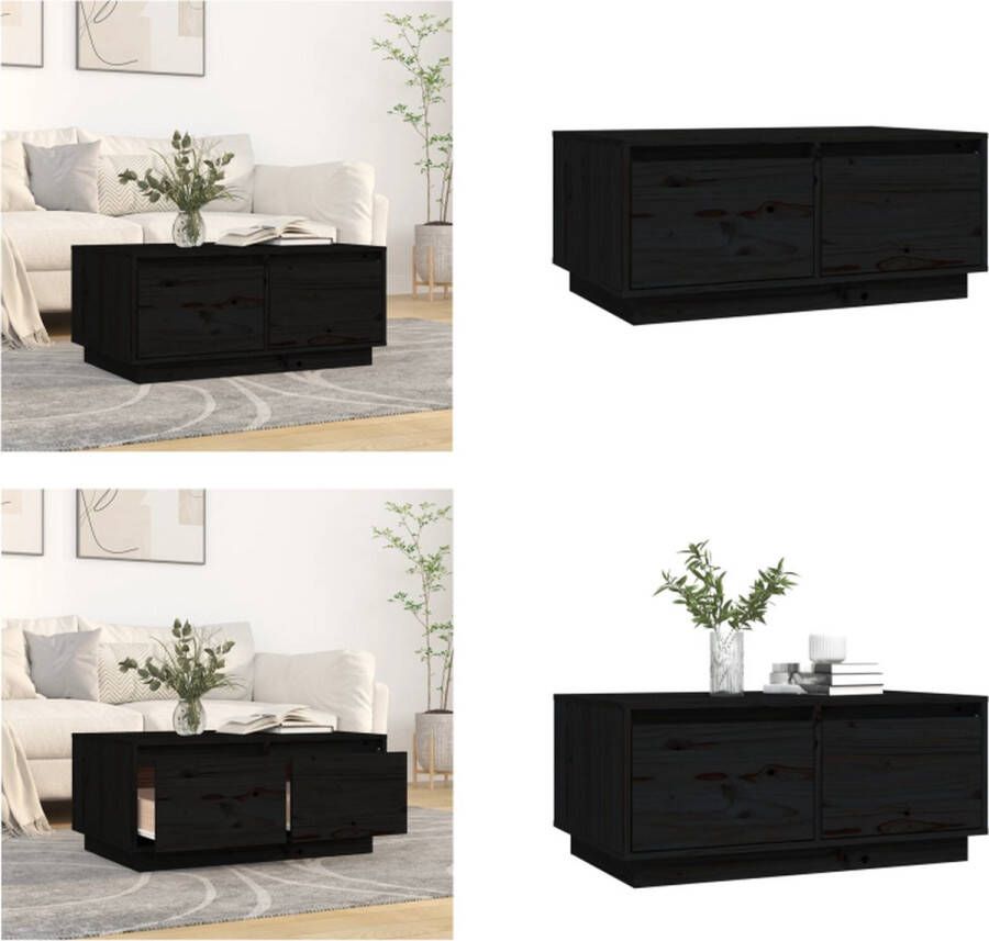 VidaXL -Salontafel-80x50x35-cm-massief-grenenhout-zwart - Foto 2