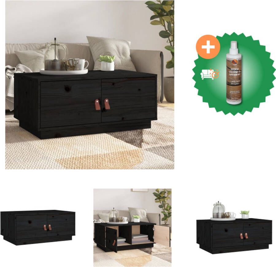 VidaXL Salontafel 80x50x35 cm massief grenenhout zwart Tafel Inclusief Houtreiniger en verfrisser