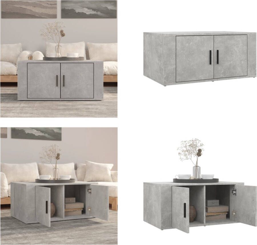 VidaXL Salontafel 80x50x36 cm bewerkt hout betongrijs Salontafel Salontafels Tafel Bijzettafel