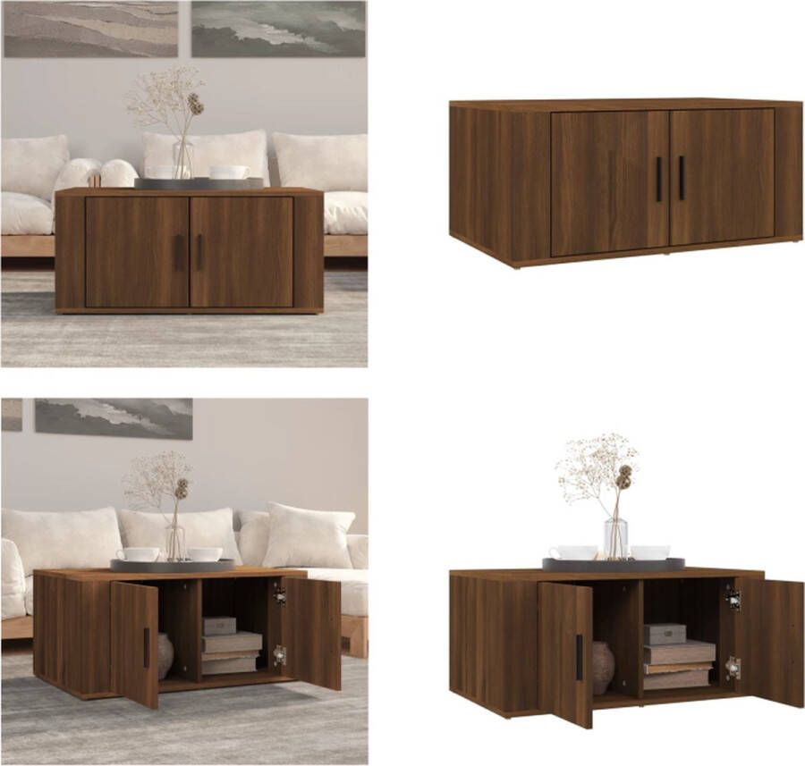 VidaXL Salontafel 80x50x36 cm bewerkt hout bruineikenkleurig Salontafel Salontafels Tafel Bijzettafel