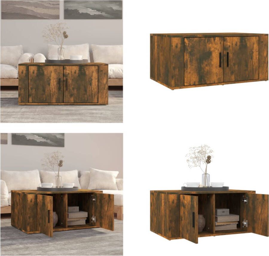 VidaXL Salontafel 80x50x36 cm bewerkt hout gerookt eikenkleurig Salontafel Salontafels Tafel Bijzettafel
